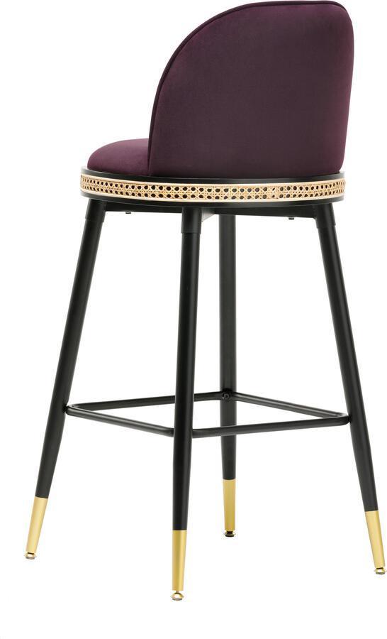 Tov Furniture Barstools - Harley Eggplant Velvet Bar Stool Eggplant