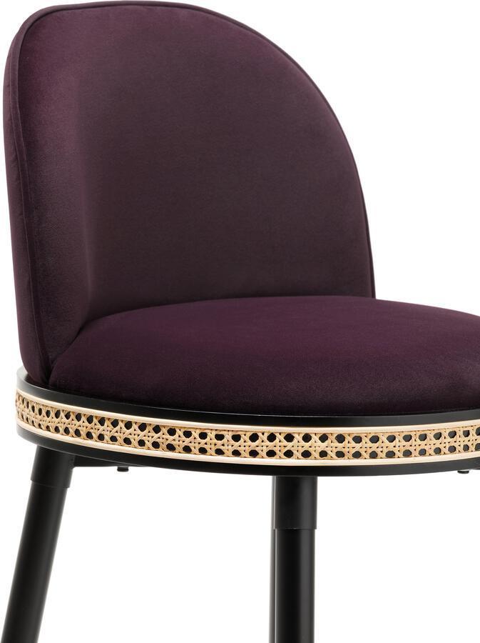 Tov Furniture Barstools - Harley Eggplant Velvet Bar Stool Eggplant