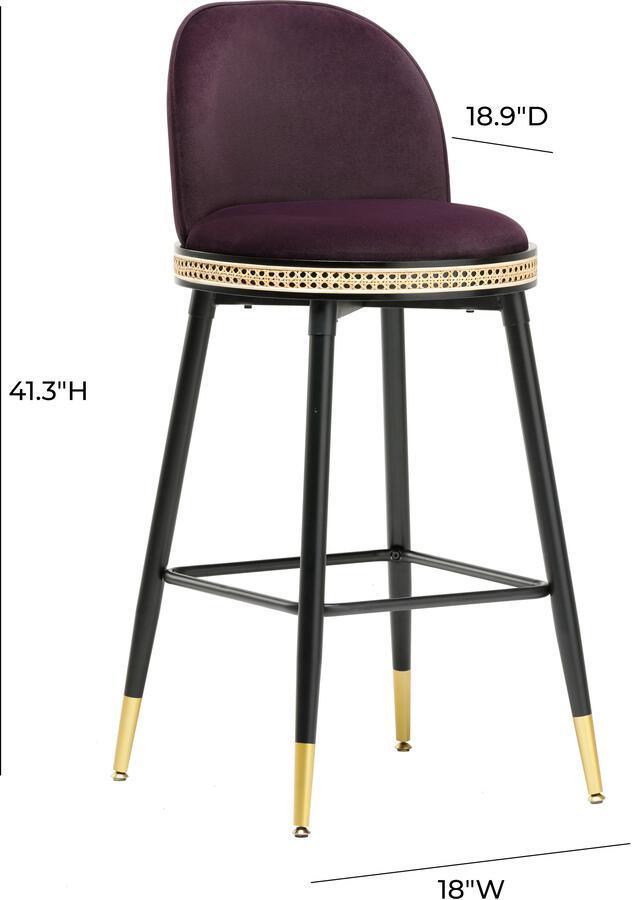Tov Furniture Barstools - Harley Eggplant Velvet Bar Stool Eggplant