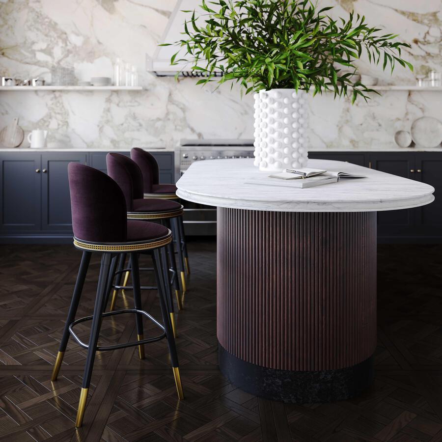 Tov Furniture Barstools - Harley Eggplant Velvet Bar Stool Eggplant