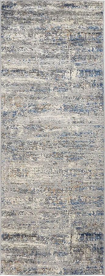 Olliix.com Indoor Rugs - Harley Runner 2'7"x7' Area Rug Blue & Cream