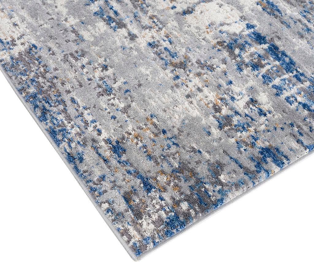 Olliix.com Indoor Rugs - Harley Runner 2'7"x7' Area Rug Blue & Cream
