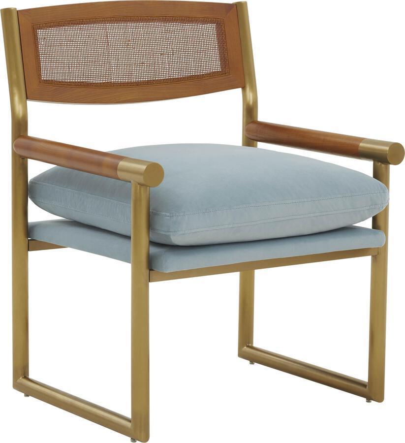 Tov Furniture Accent Chairs - Harlow Rattan Dusty Blue Velvet Chair