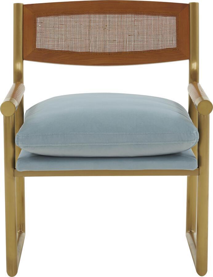 Tov Furniture Accent Chairs - Harlow Rattan Dusty Blue Velvet Chair