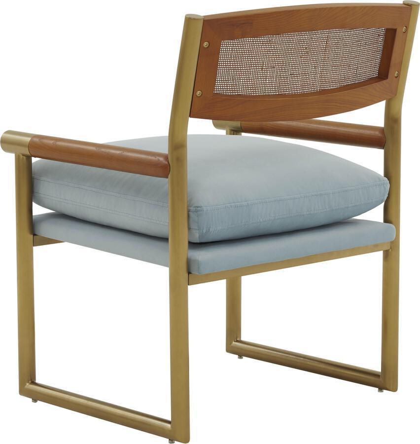 Tov Furniture Accent Chairs - Harlow Rattan Dusty Blue Velvet Chair