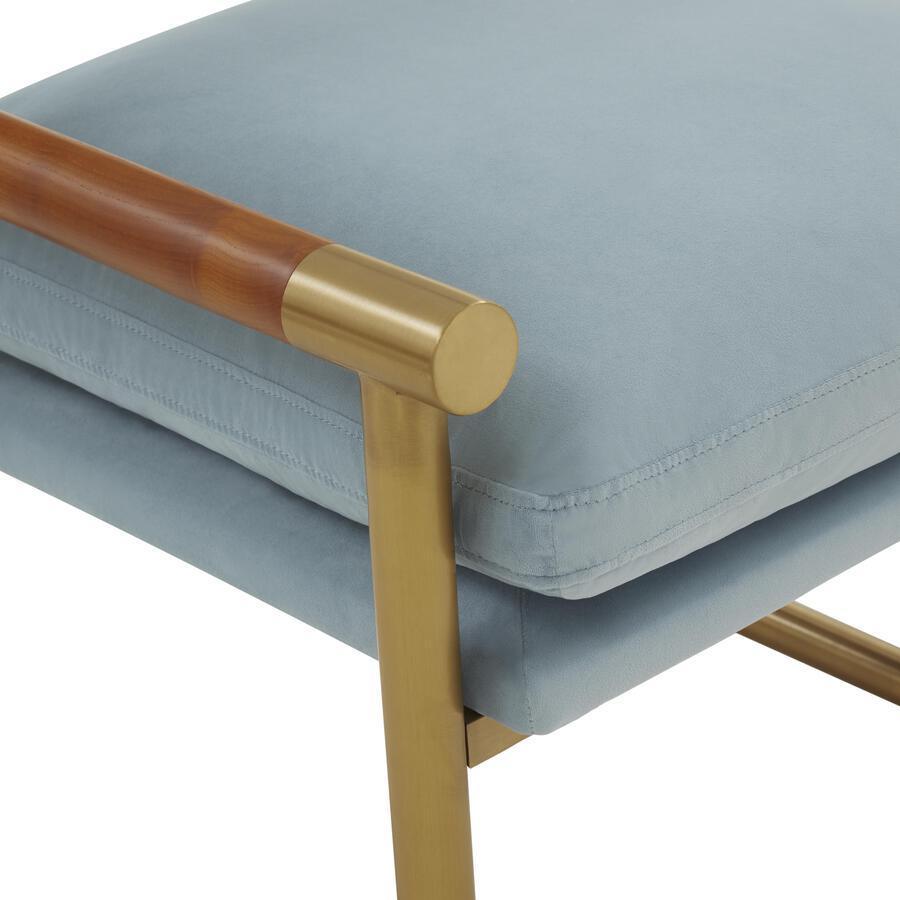 Tov Furniture Accent Chairs - Harlow Rattan Dusty Blue Velvet Chair