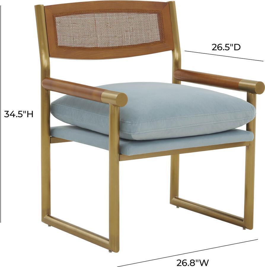 Tov Furniture Accent Chairs - Harlow Rattan Dusty Blue Velvet Chair