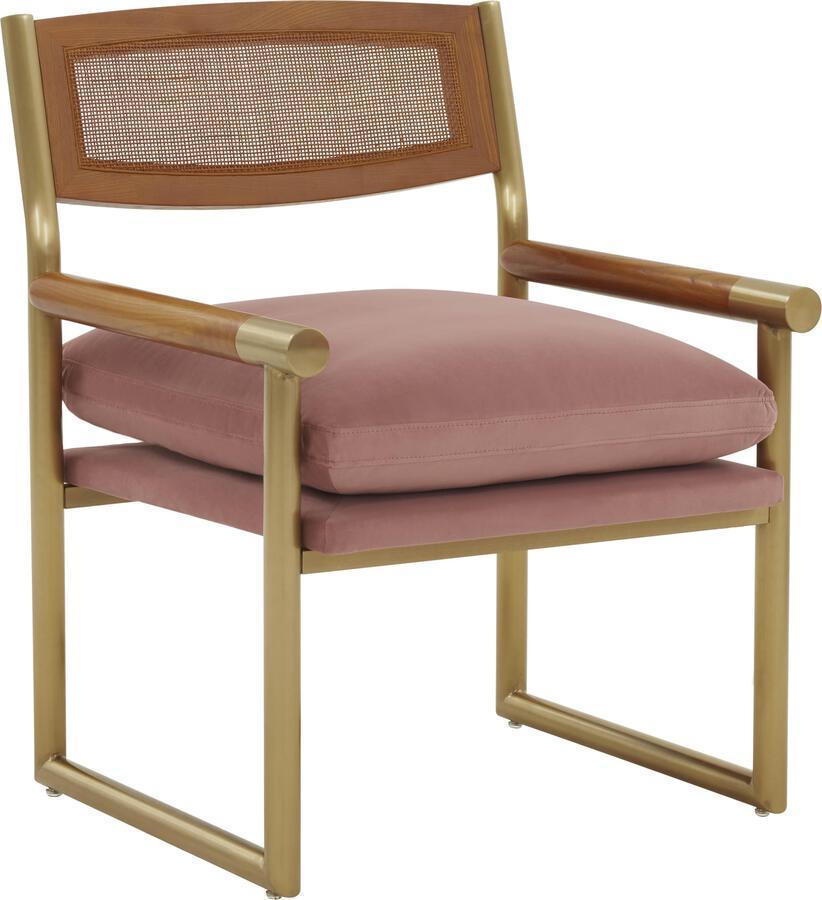 Tov Furniture Accent Chairs - Harlow Rattan Mauve Velvet Chair