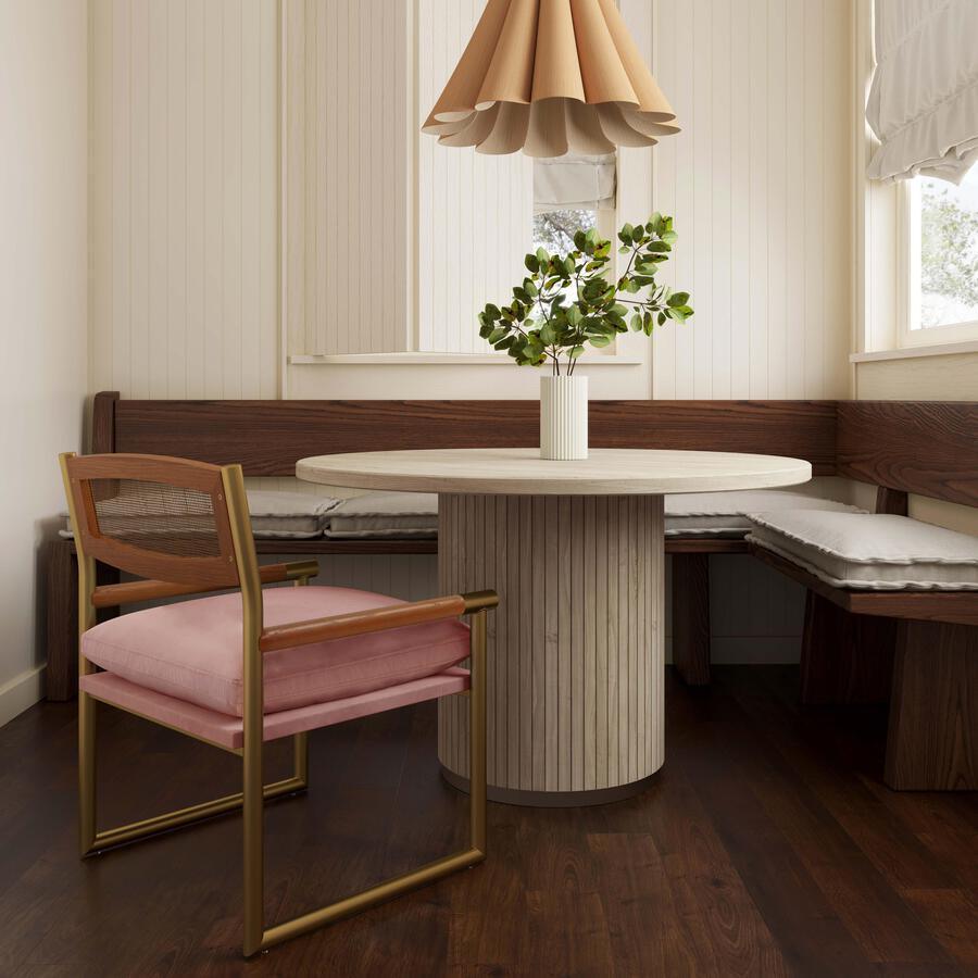 Tov Furniture Accent Chairs - Harlow Rattan Mauve Velvet Chair