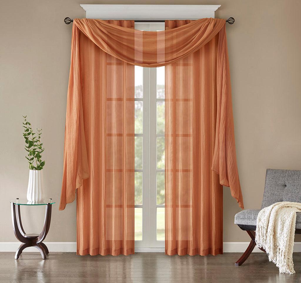 Olliix.com Curtains - Harper 144" Solid Crushed Scarf Sheer Spice
