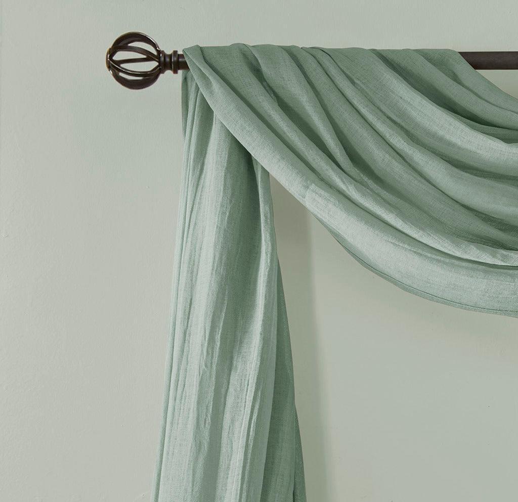 Olliix.com Curtains - Harper 216" Solid Crushed Scarf Sheer Aqua