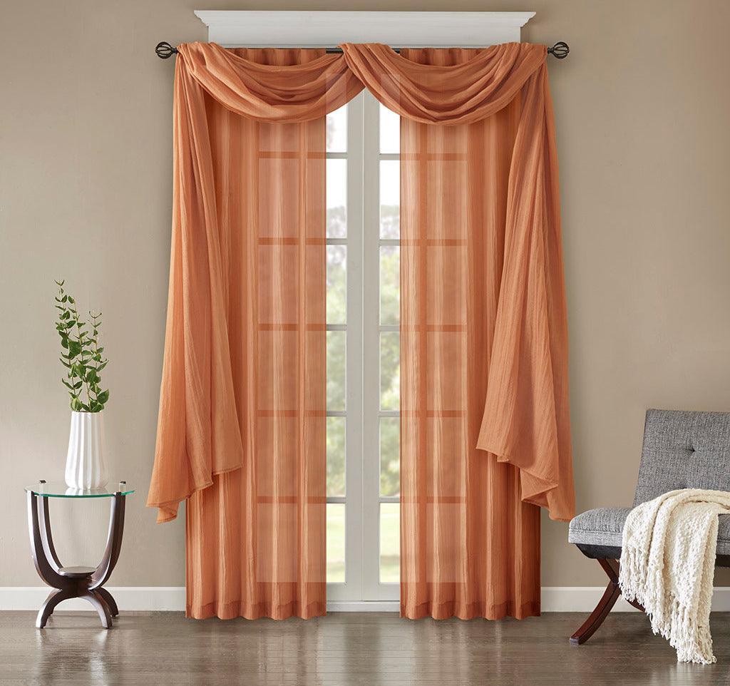 Olliix.com Curtains - Harper 216" Solid Crushed Scarf Sheer Spice