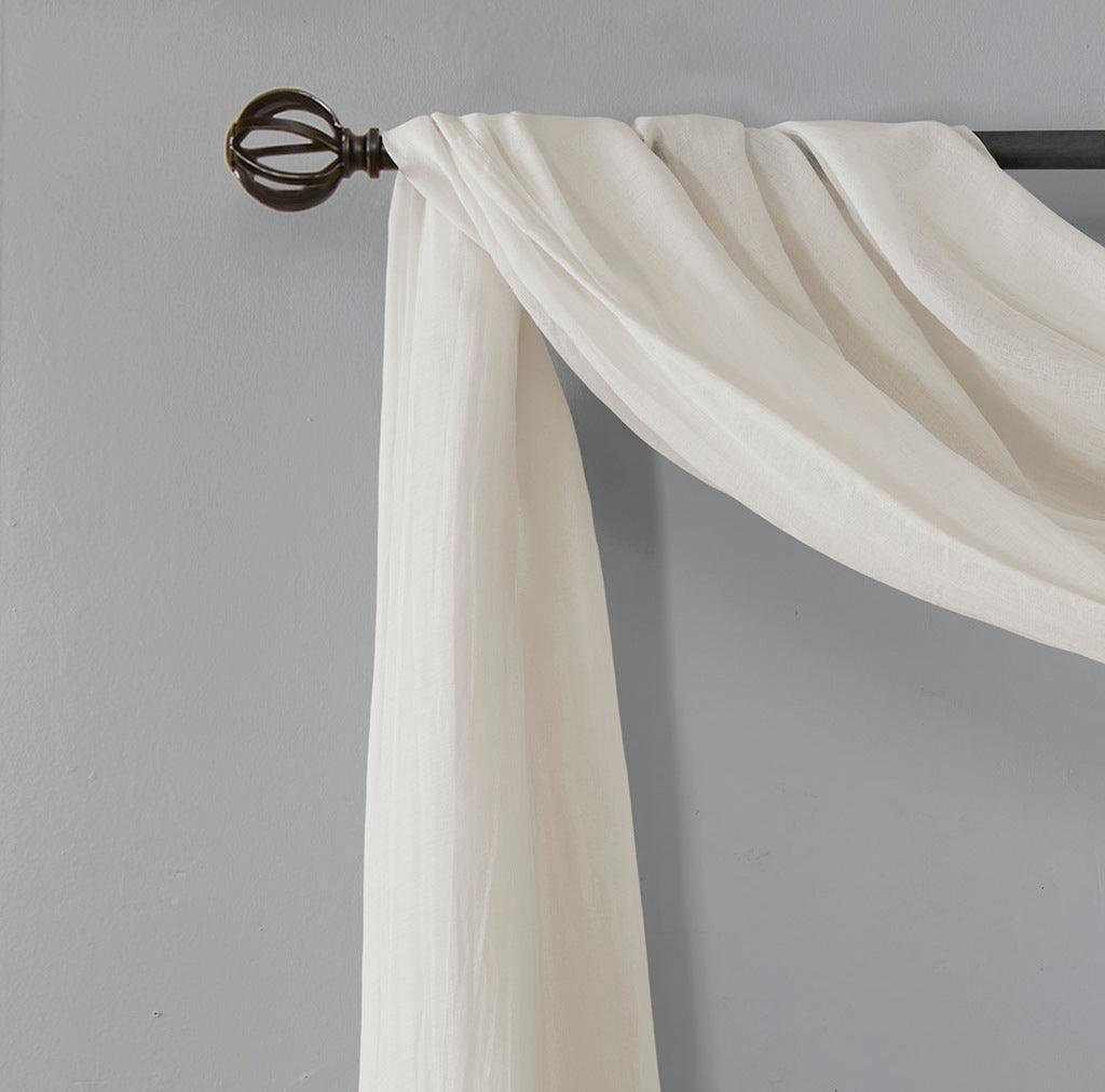Olliix.com Curtains - Harper 216" Solid Crushed Scarf Sheer White