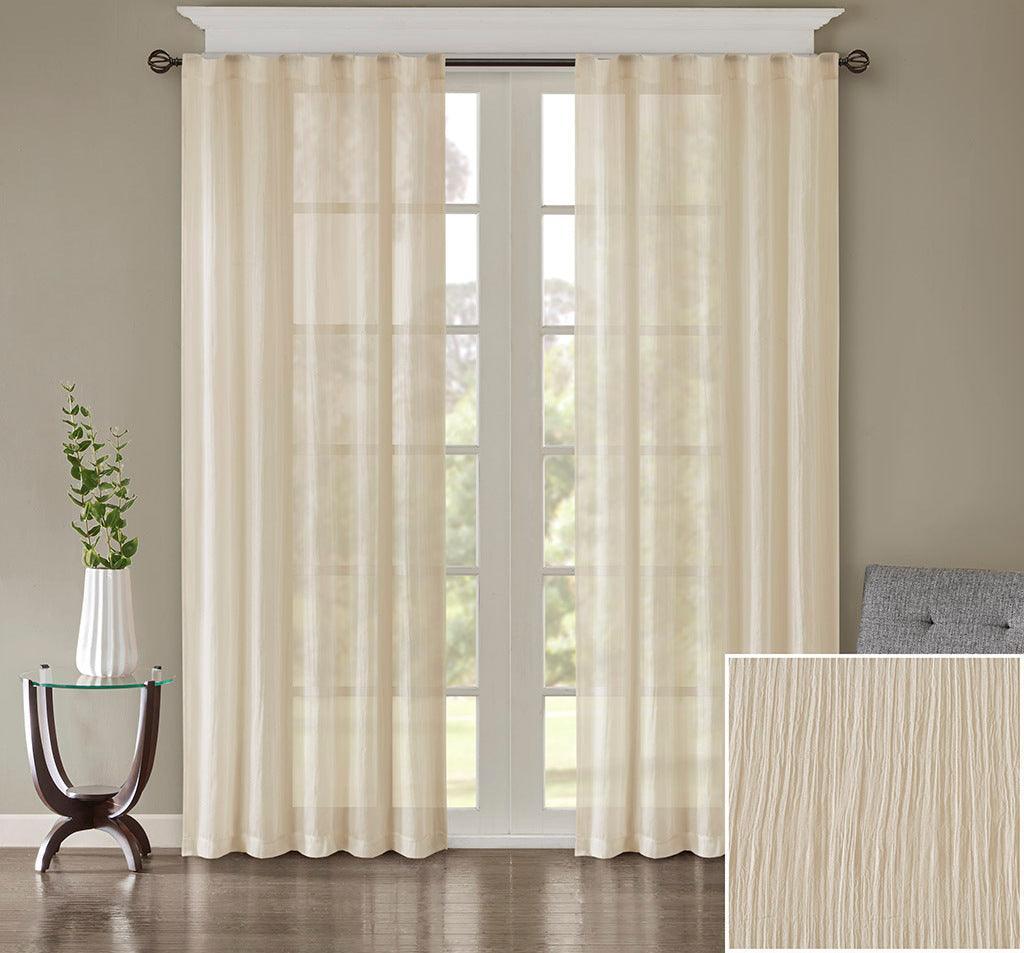 Olliix.com Curtains - Harper 84" Solid Crushed Window Panel Pair Cream