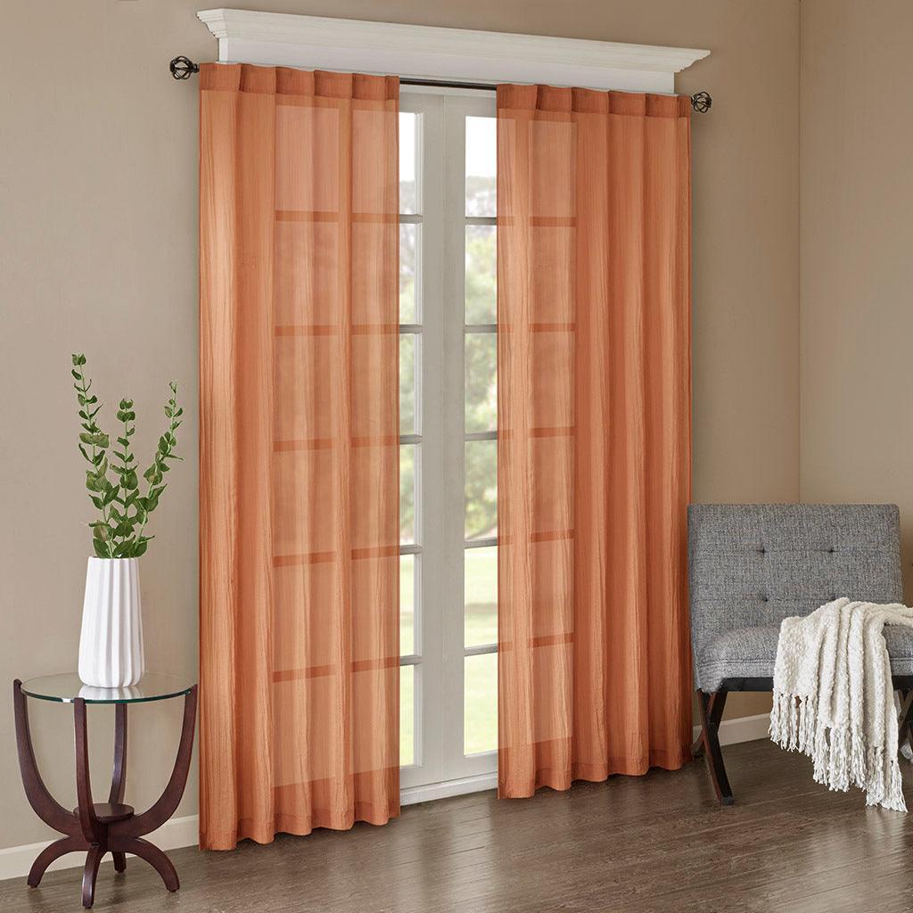 Olliix.com Curtains - Harper 84" Solid Crushed Window Panel Pair Spice