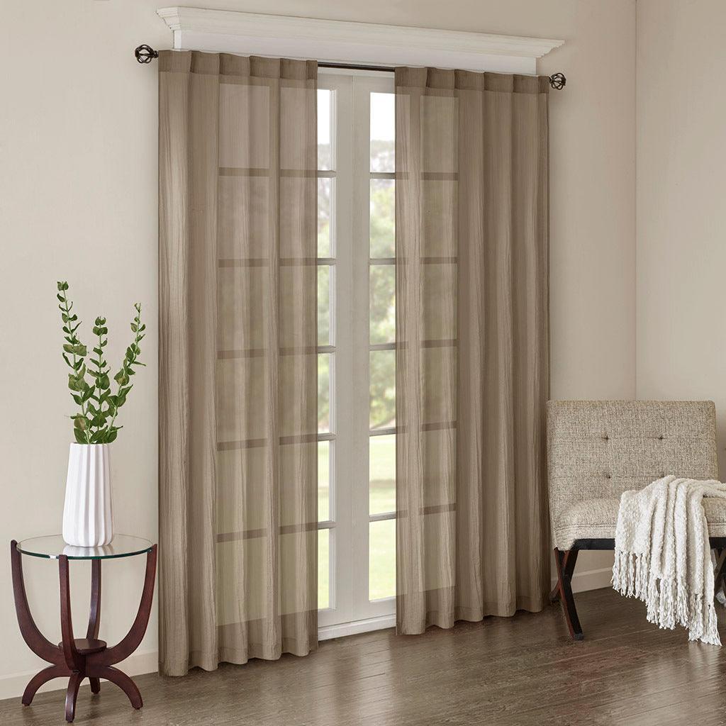 Olliix.com Curtains - Harper 84" Solid Crushed Window Panel Pair Taupe