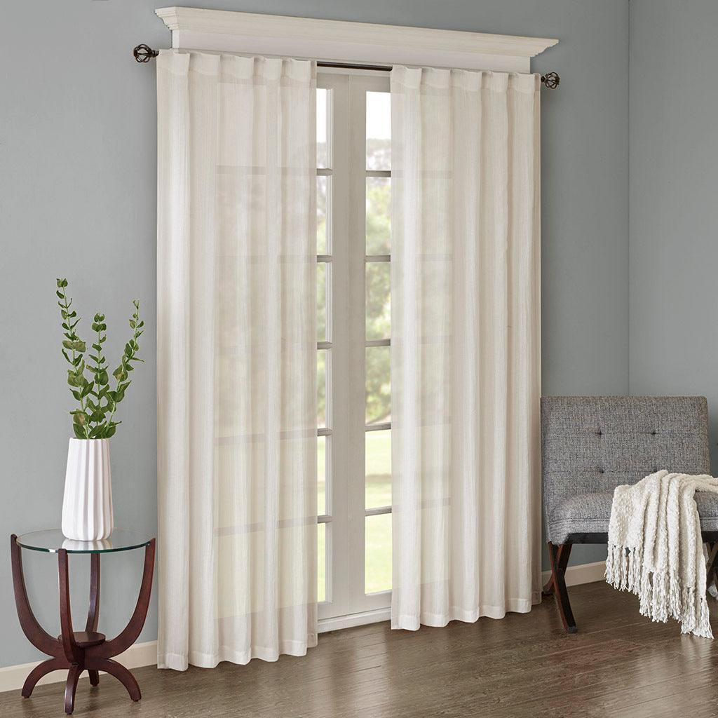 Olliix.com Curtains - Harper 84" Solid Crushed Window Panel Pair White