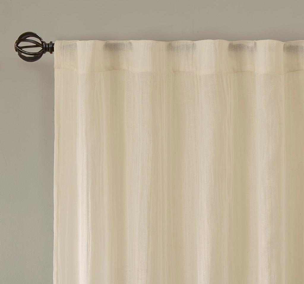 Olliix.com Curtains - Harper 95" Solid Crushed Window Panel Pair Cream