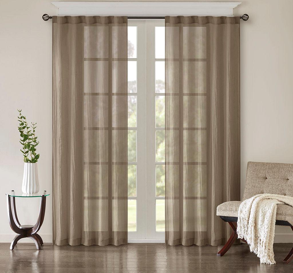 Olliix.com Curtains - Harper 95" Solid Crushed Window Panel Pair Taupe