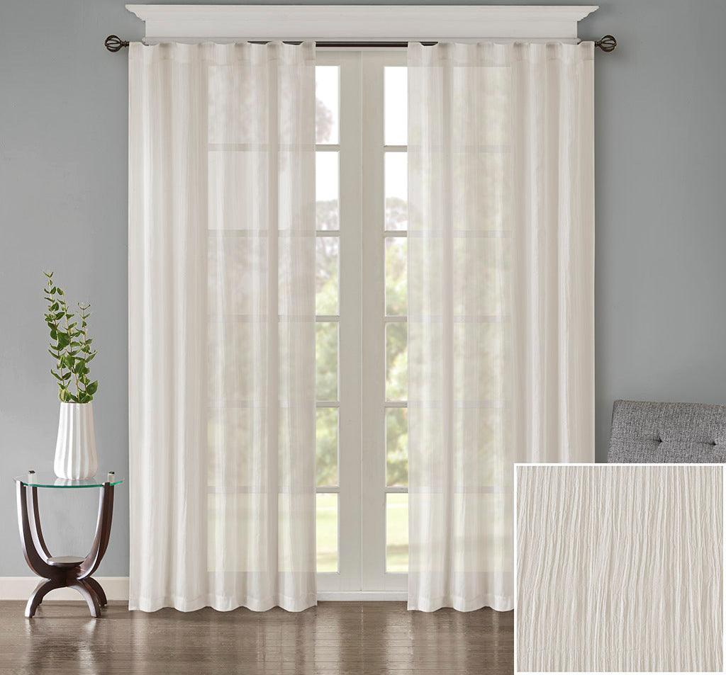 Olliix.com Curtains - Harper 95" Solid Crushed Window Panel Pair White