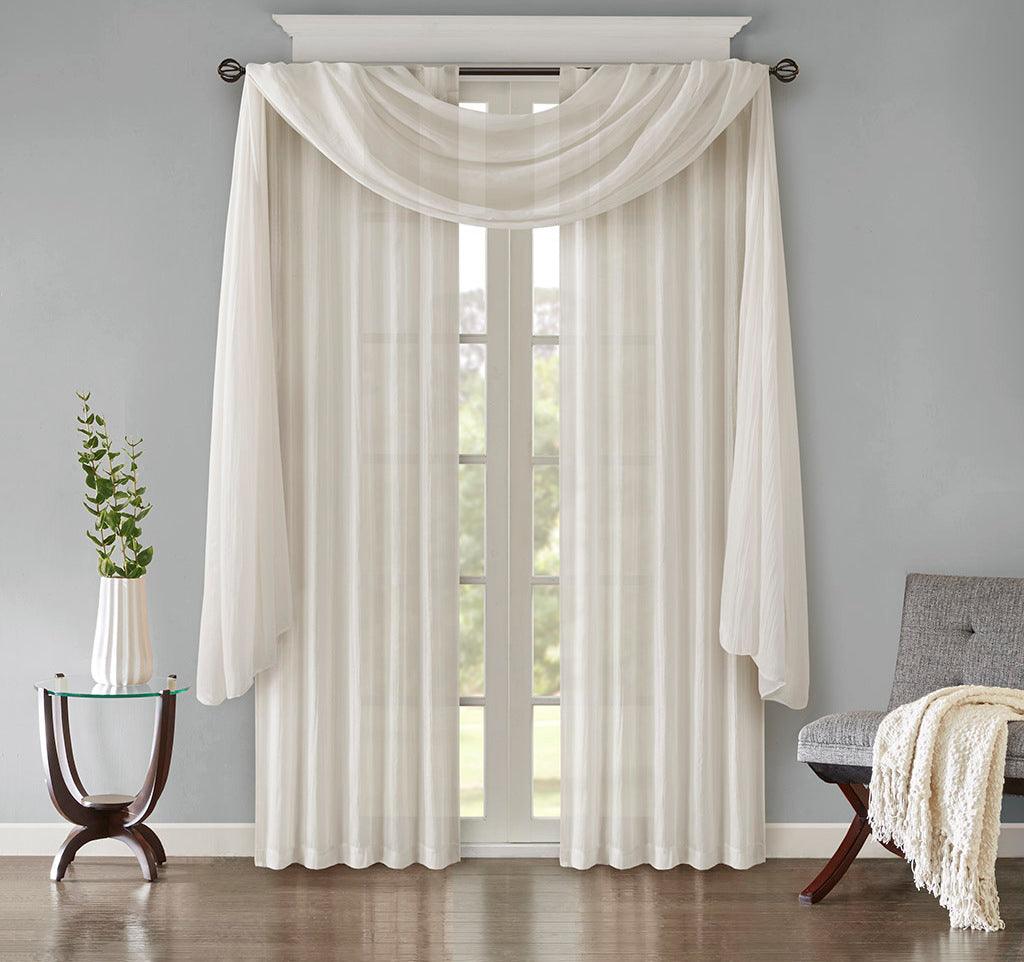 Olliix.com Curtains - Harper 95" Solid Crushed Window Panel Pair White