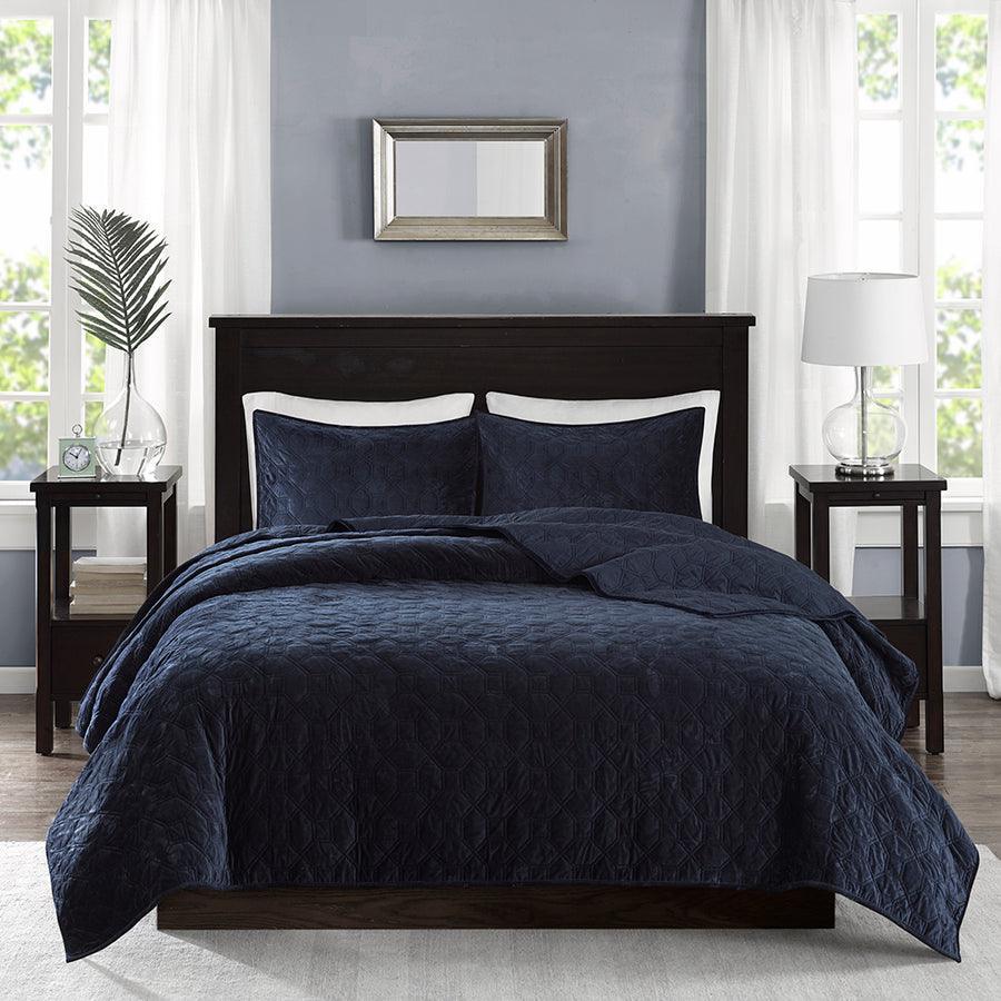 Olliix.com Comforters & Blankets - Harper Full/Queen Coverlet & Bedspread Navy