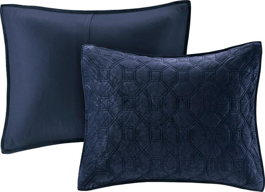 Olliix.com Comforters & Blankets - Harper King/Cal King Reversible 3-Piece Coverlet Set Navy