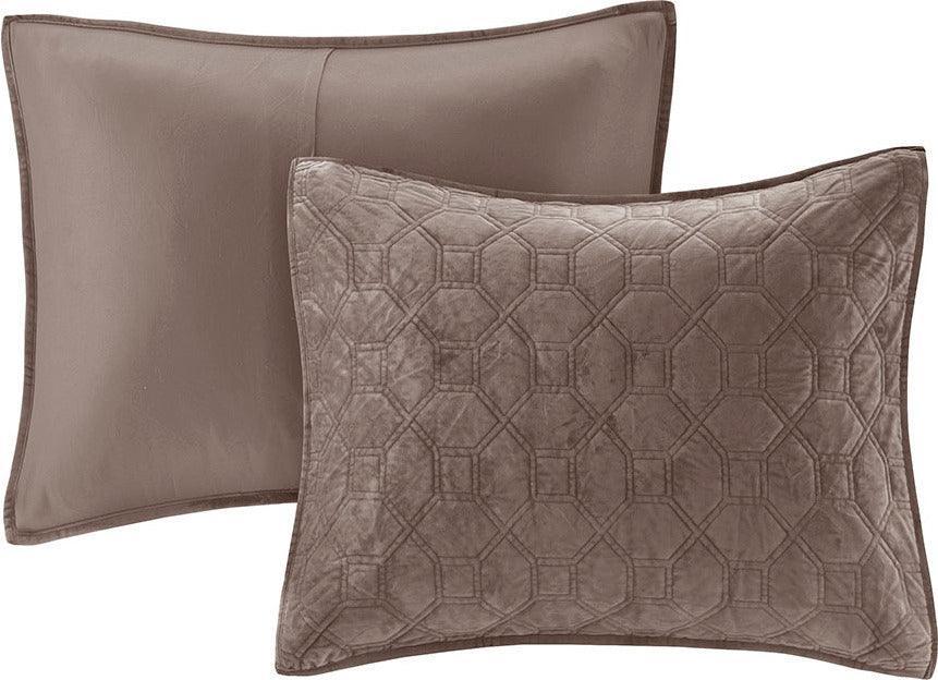 Olliix.com Comforters & Blankets - Harper King/Cal King Reversible 3-Piece Coverlet Set Taupe