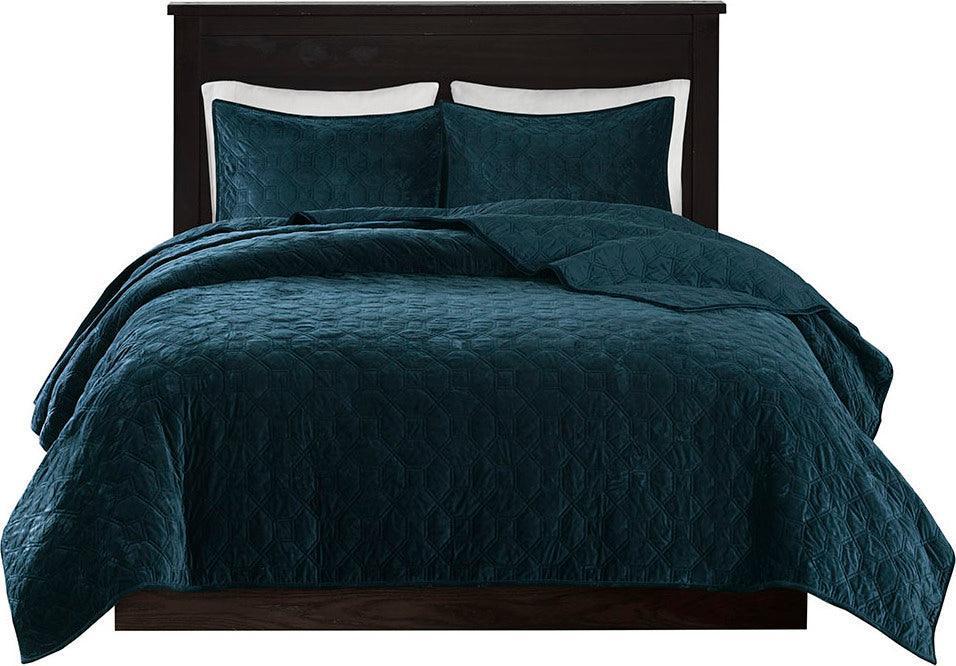 Olliix.com Comforters & Blankets - Harper King/Cal King Reversible 3-Piece Coverlet Set Teal