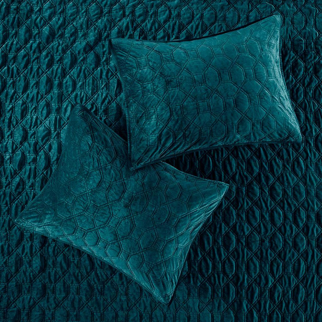 Olliix.com Comforters & Blankets - Harper King/Cal King Reversible 3-Piece Coverlet Set Teal