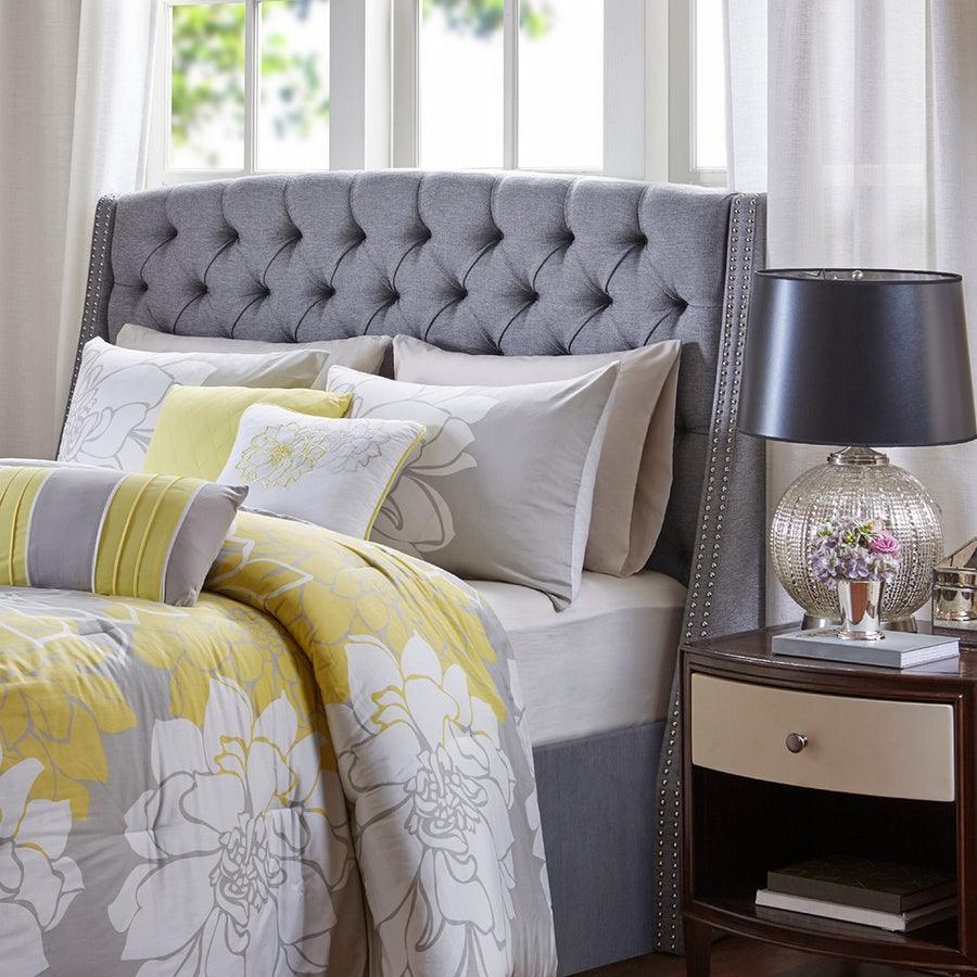 Olliix.com Headboards - Harper Transitional Upholstery Headboard 84.5"W x 15.5"D x (56"~61.5")H Gray