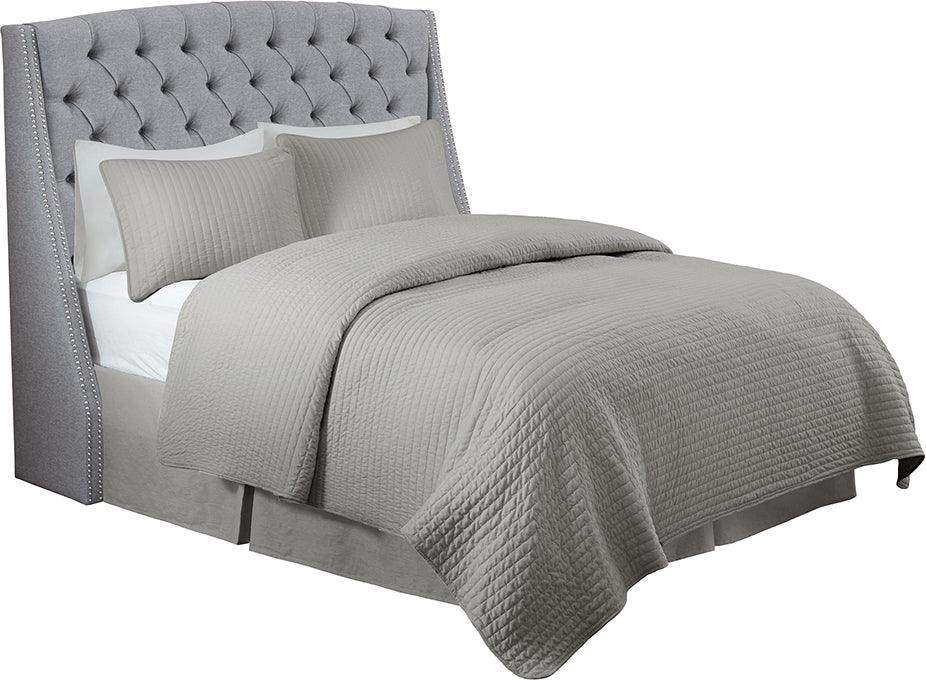 Olliix.com Headboards - Harper Transitional Upholstery Headboard 84.5"W x 15.5"D x (56"~61.5")H Gray