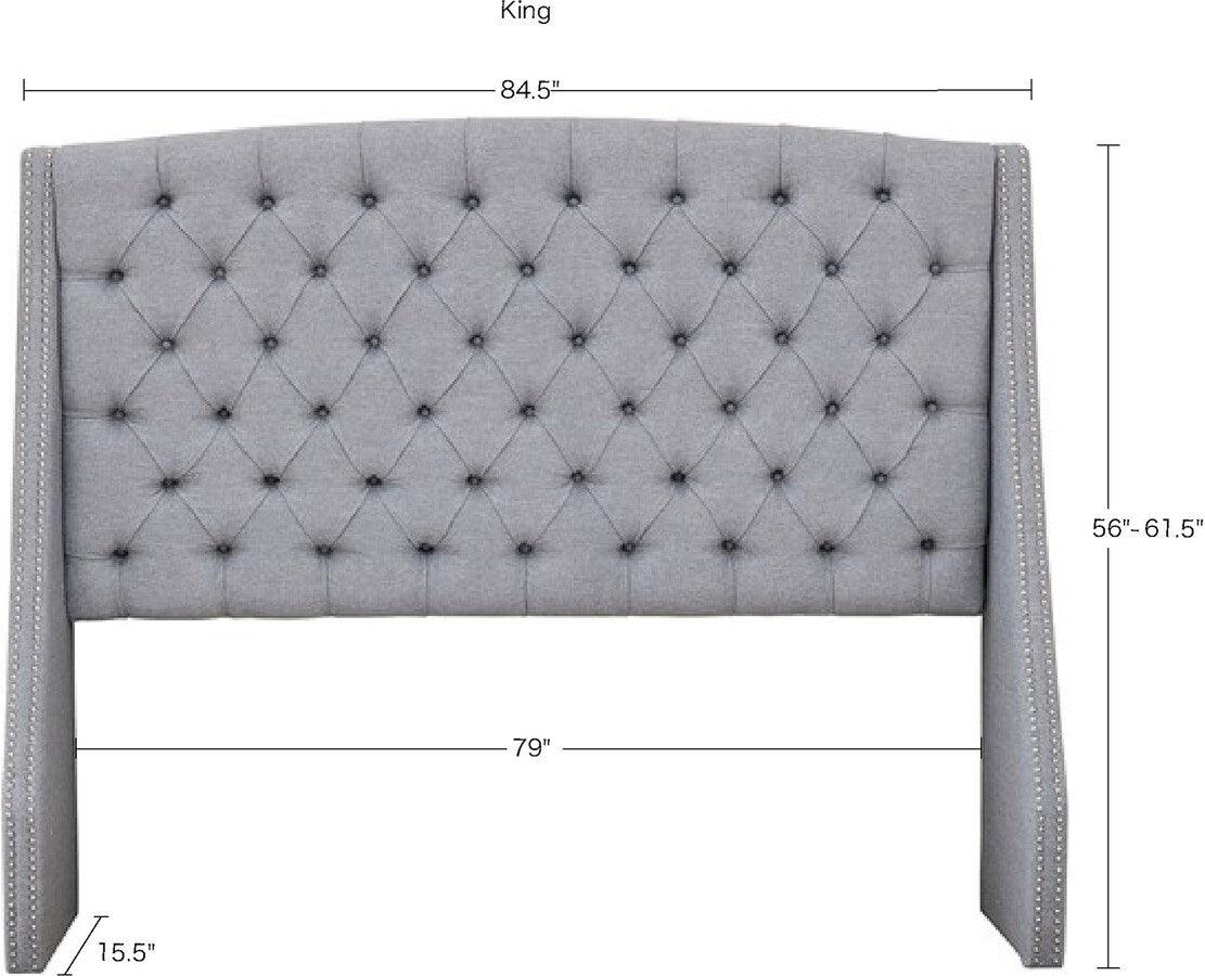 Olliix.com Headboards - Harper Transitional Upholstery Headboard 84.5"W x 15.5"D x (56"~61.5")H Gray