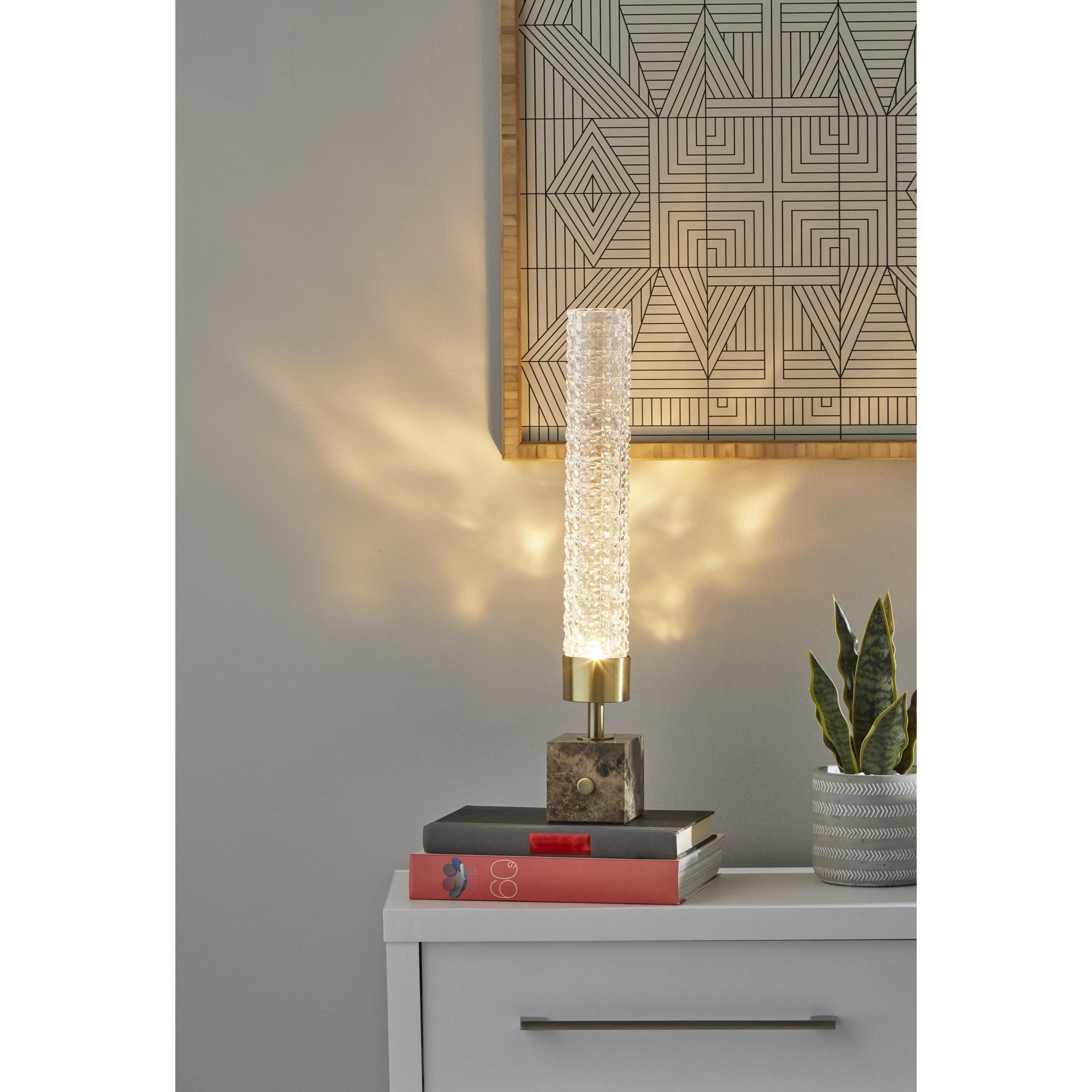 Adesso Table Lamps - Harriet LED Table Lantern Clear & Antique Brass