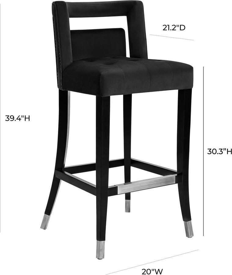 Tov Furniture Barstools - Hart Black Velvet Bar Stool