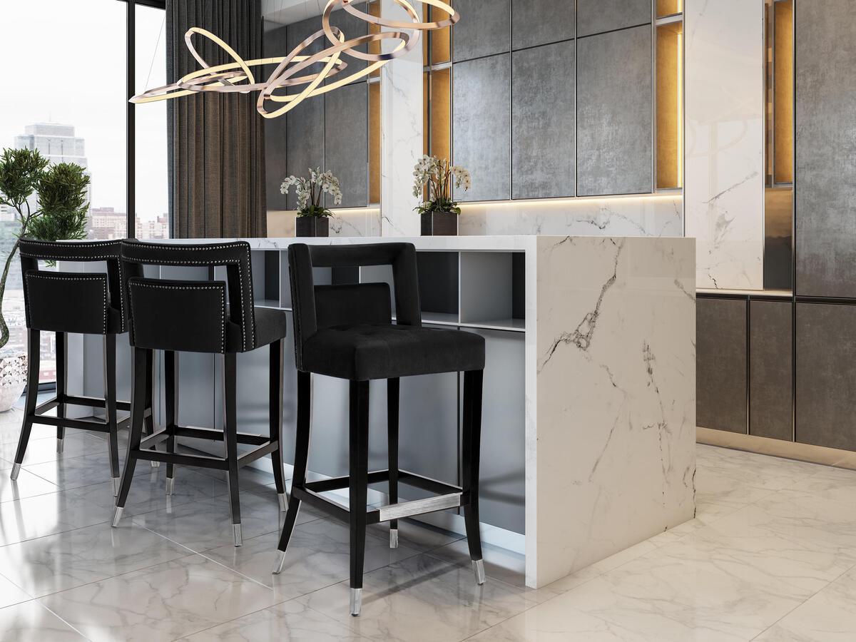 Tov Furniture Barstools - Hart Black Velvet Bar Stool
