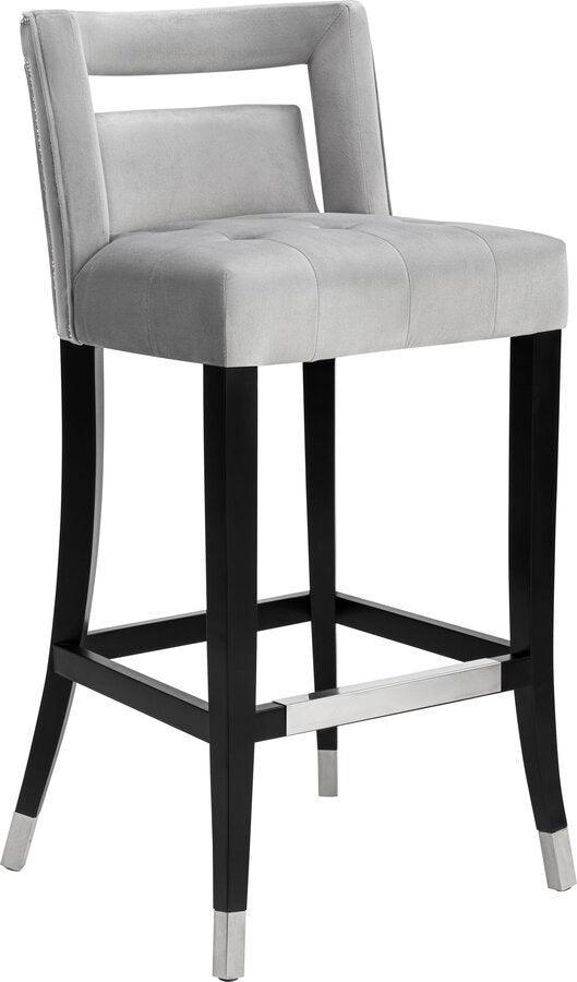 Tov Furniture Barstools - Hart Grey Velvet Counter Stool