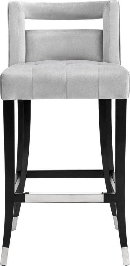 Tov Furniture Barstools - Hart Grey Velvet Counter Stool