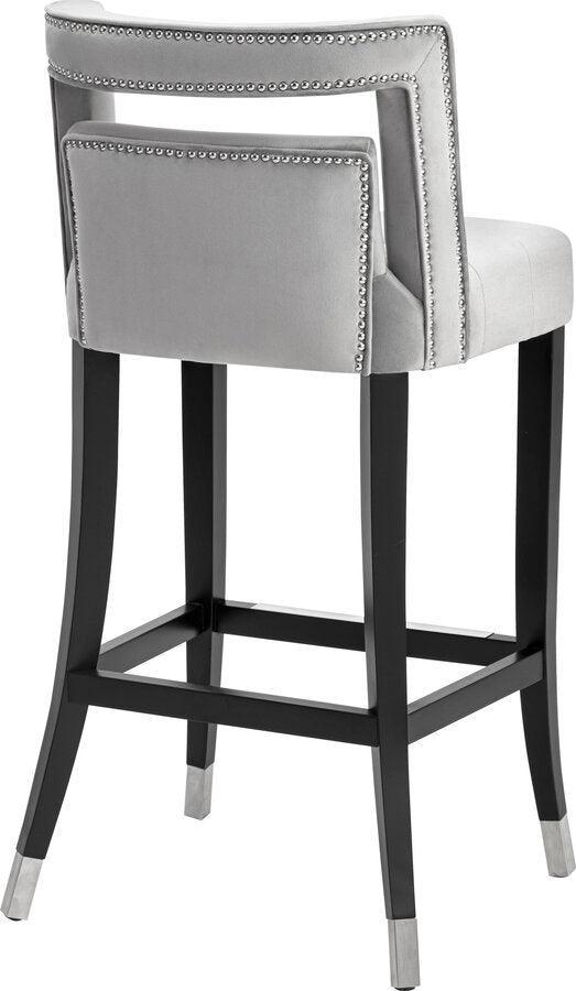 Tov Furniture Barstools - Hart Grey Velvet Counter Stool