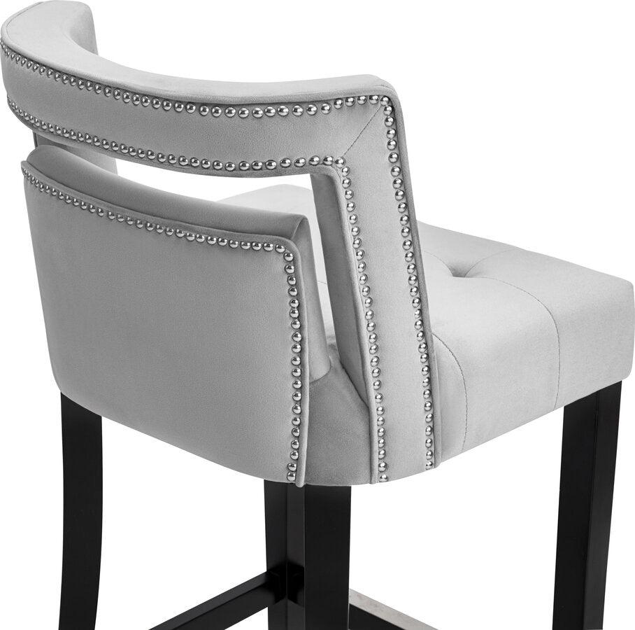 Tov Furniture Barstools - Hart Grey Velvet Counter Stool