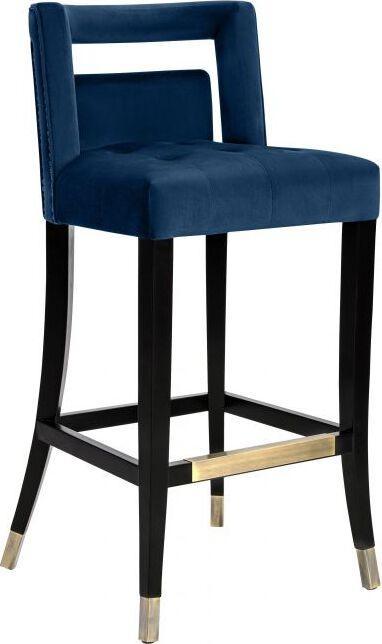 Tov Furniture Barstools - Hart Navy Velvet Bar Stool