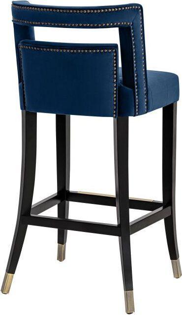 Tov Furniture Barstools - Hart Navy Velvet Bar Stool