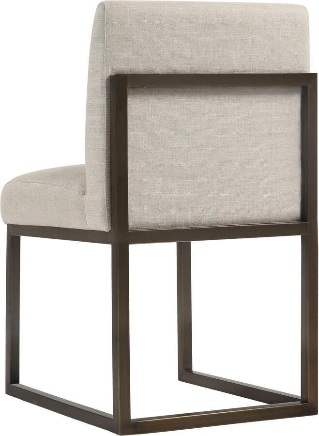 Tov Furniture Dining Chairs - Haute Beige Linen Chair in Brass
