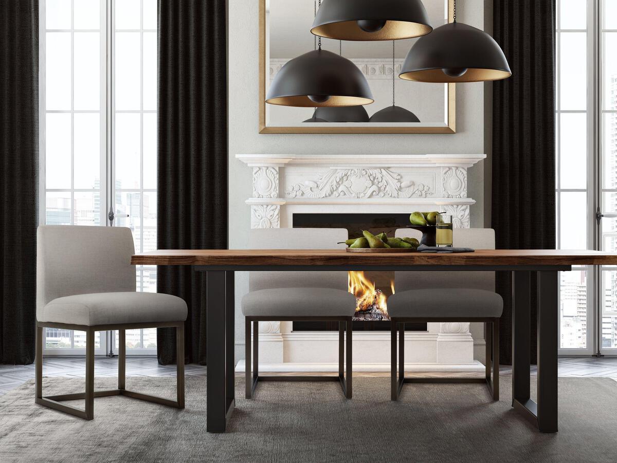 Tov Furniture Dining Chairs - Haute Beige Linen Chair in Brass