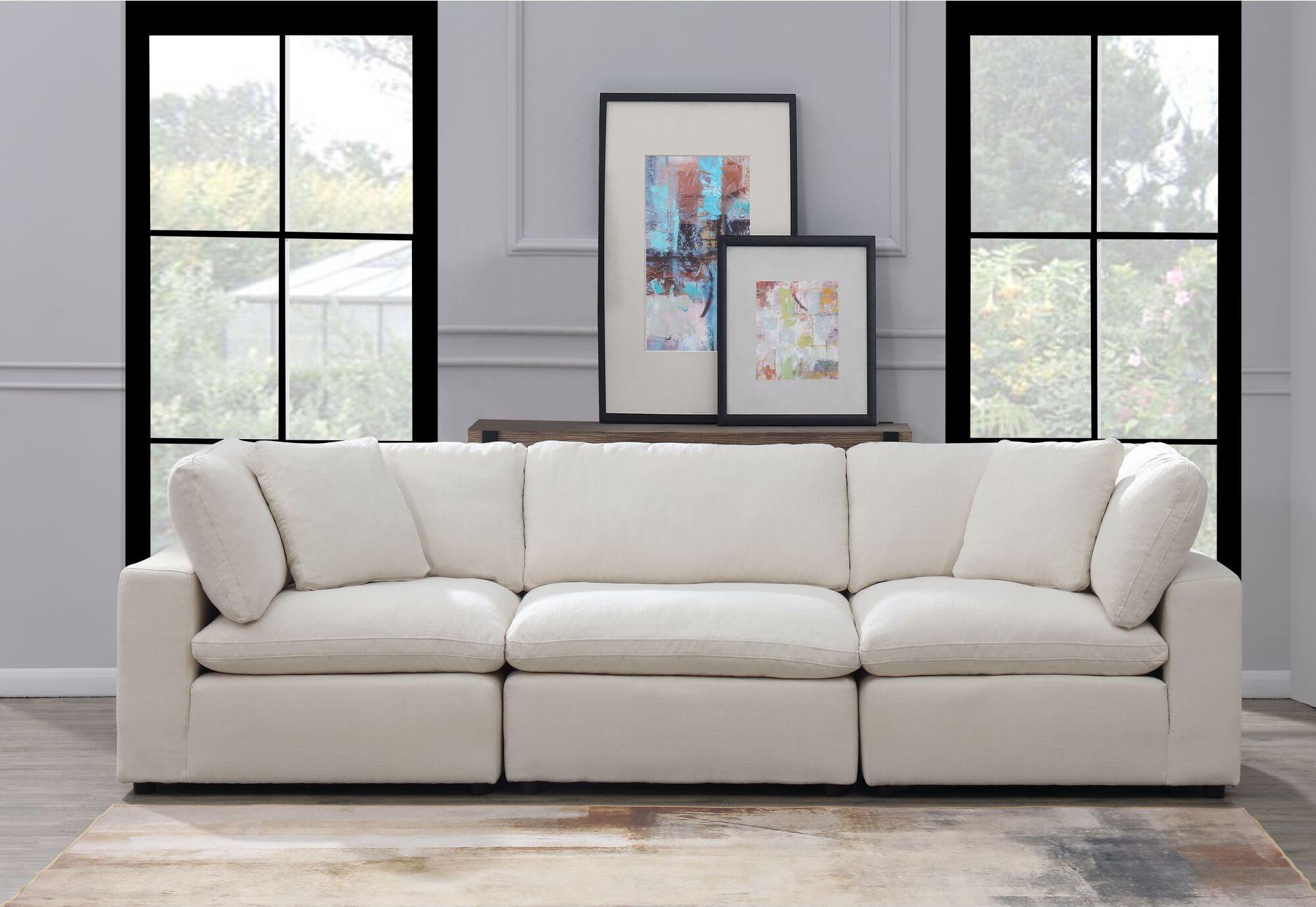 Elements Sectional Sofas - Haven 3 Piece Sectional Sofa White