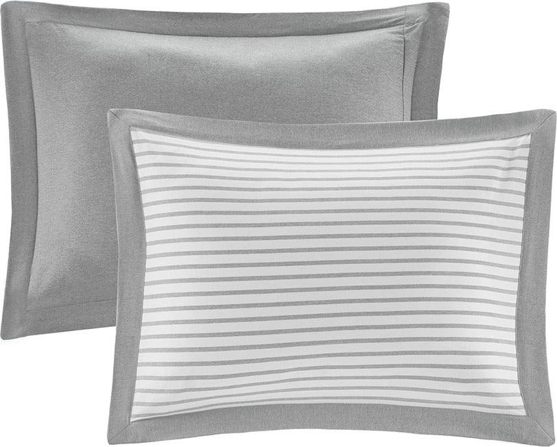 Olliix.com Duvet & Duvet Sets - Hayden Reversible Yarn Dyed Stripe Duvet Cover Set Full/Queen Gray