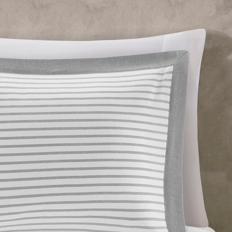 Olliix.com Duvet & Duvet Sets - Hayden Reversible Yarn Dyed Stripe Duvet Cover Set Full/Queen Gray