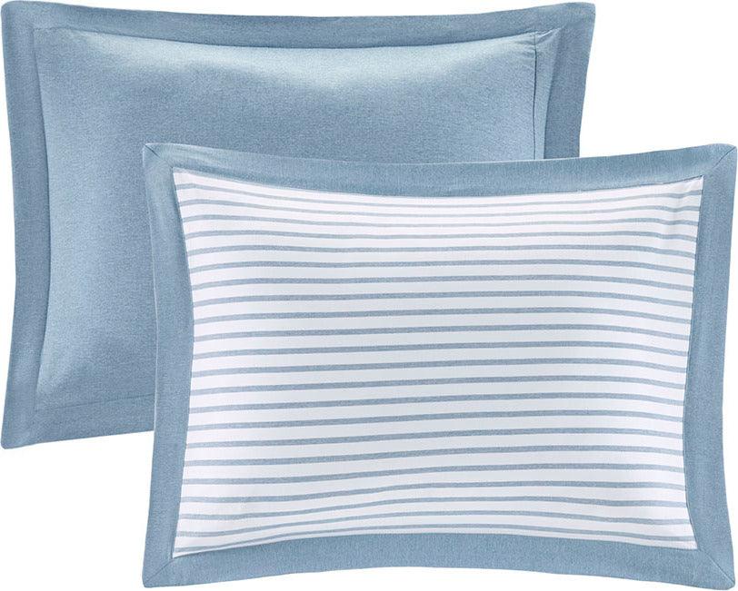 Olliix.com Duvet & Duvet Sets - Hayden Reversible Yarn Dyed Stripe Duvet Cover Set Twin Blue