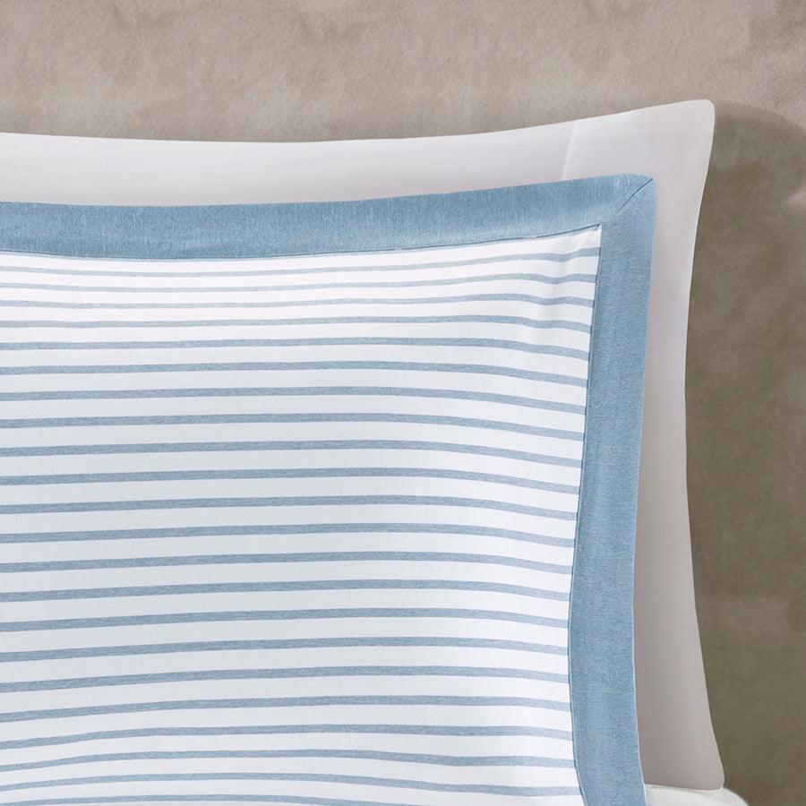 Olliix.com Duvet & Duvet Sets - Hayden Reversible Yarn Dyed Stripe Duvet Cover Set Twin Blue