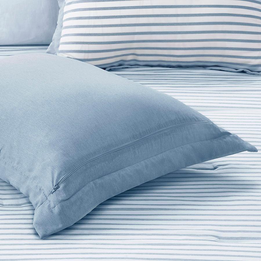 Olliix.com Duvet & Duvet Sets - Hayden Reversible Yarn Dyed Stripe Duvet Cover Set Twin Blue